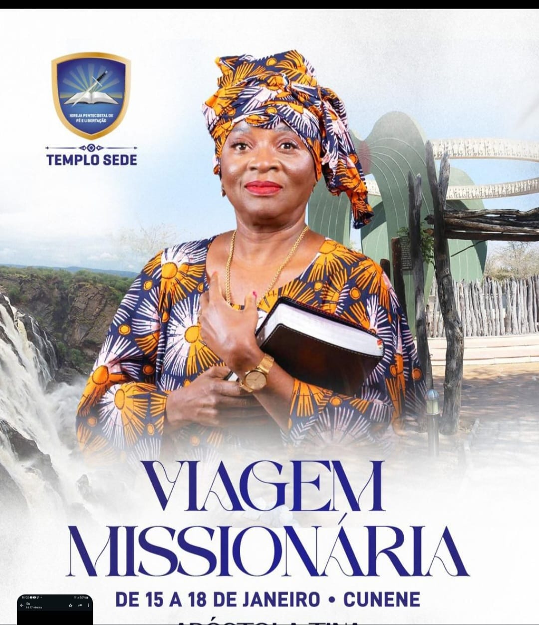 IGREJA PENTECOSTAL DE FÉ LIBERTAÇÃO ANUNCIA MISSÃO DA APÓSTOLA TINA AO CUNENE